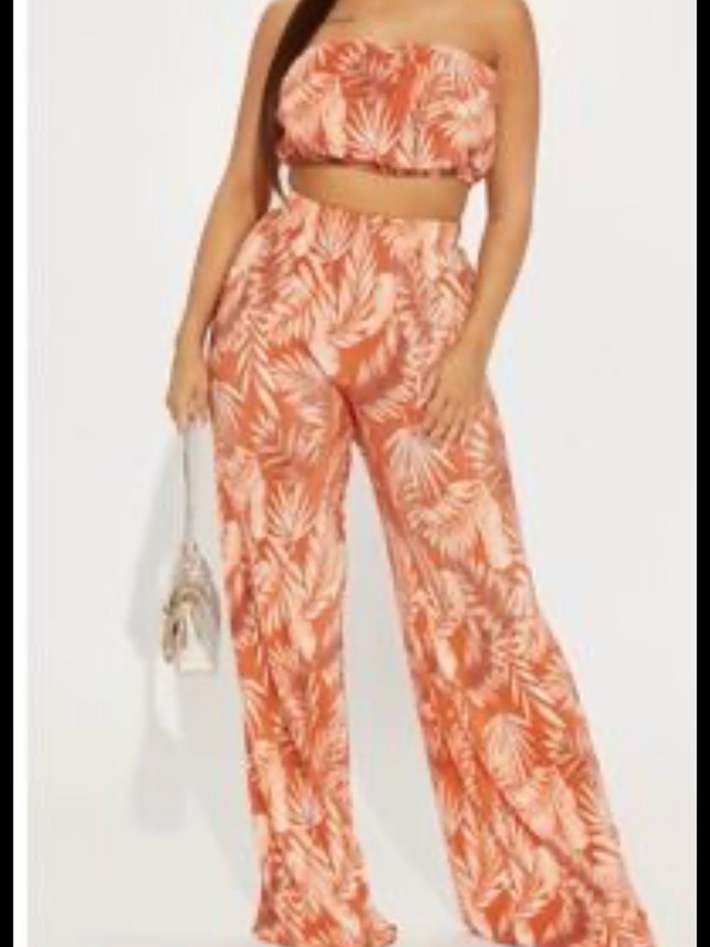 Fashion Nova Orange Palm-Print Wide Leg Pants